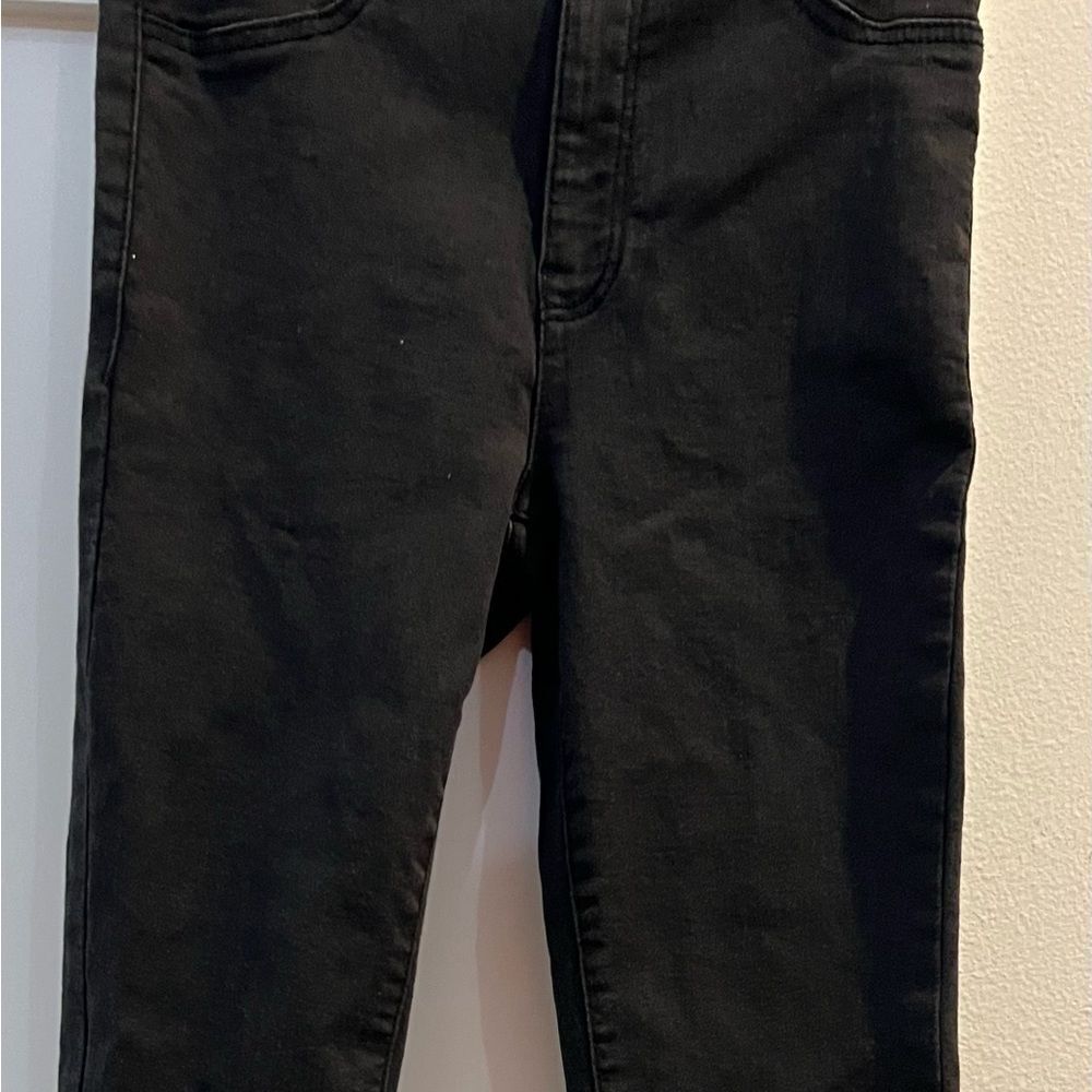 Zara Jeans | Zara High Waisted Distressed Knee Skinny Crop 6